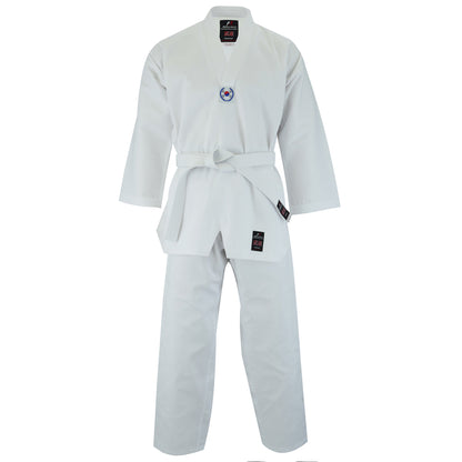 MALINO ADULT V-NECK TAEKWONDO SUIT WHITE- 7OZ