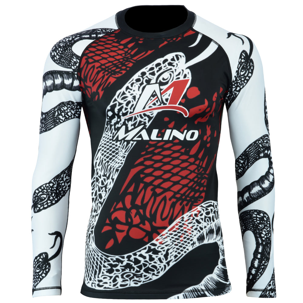 RASH GUARD SUIT FOR MEN BLACK-WHITE-RED