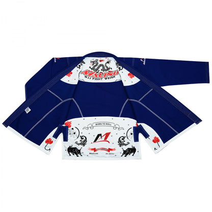 MALINO BJJ GI BULL DRAGON BLUE PEARL WEAVE COTTON 350GSM