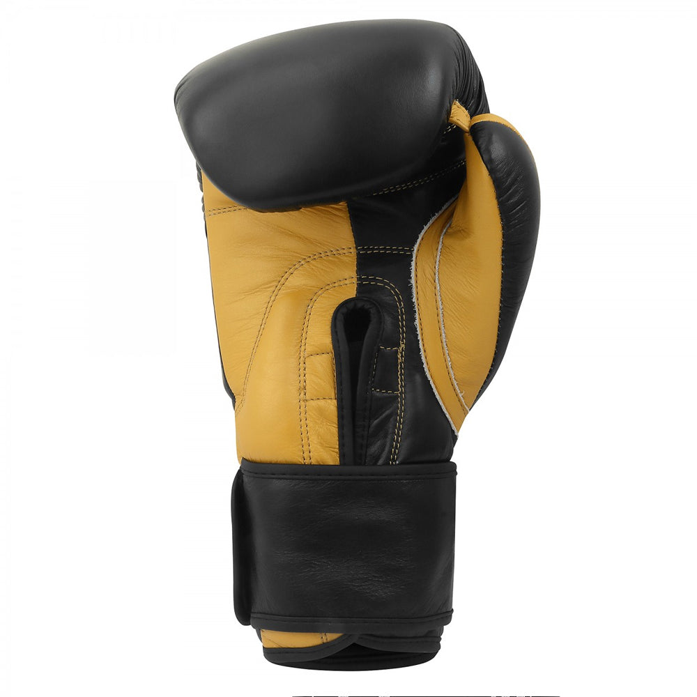 MALINO LEATHER BOXING GLOVES BLACK GOLDEN 12OZ