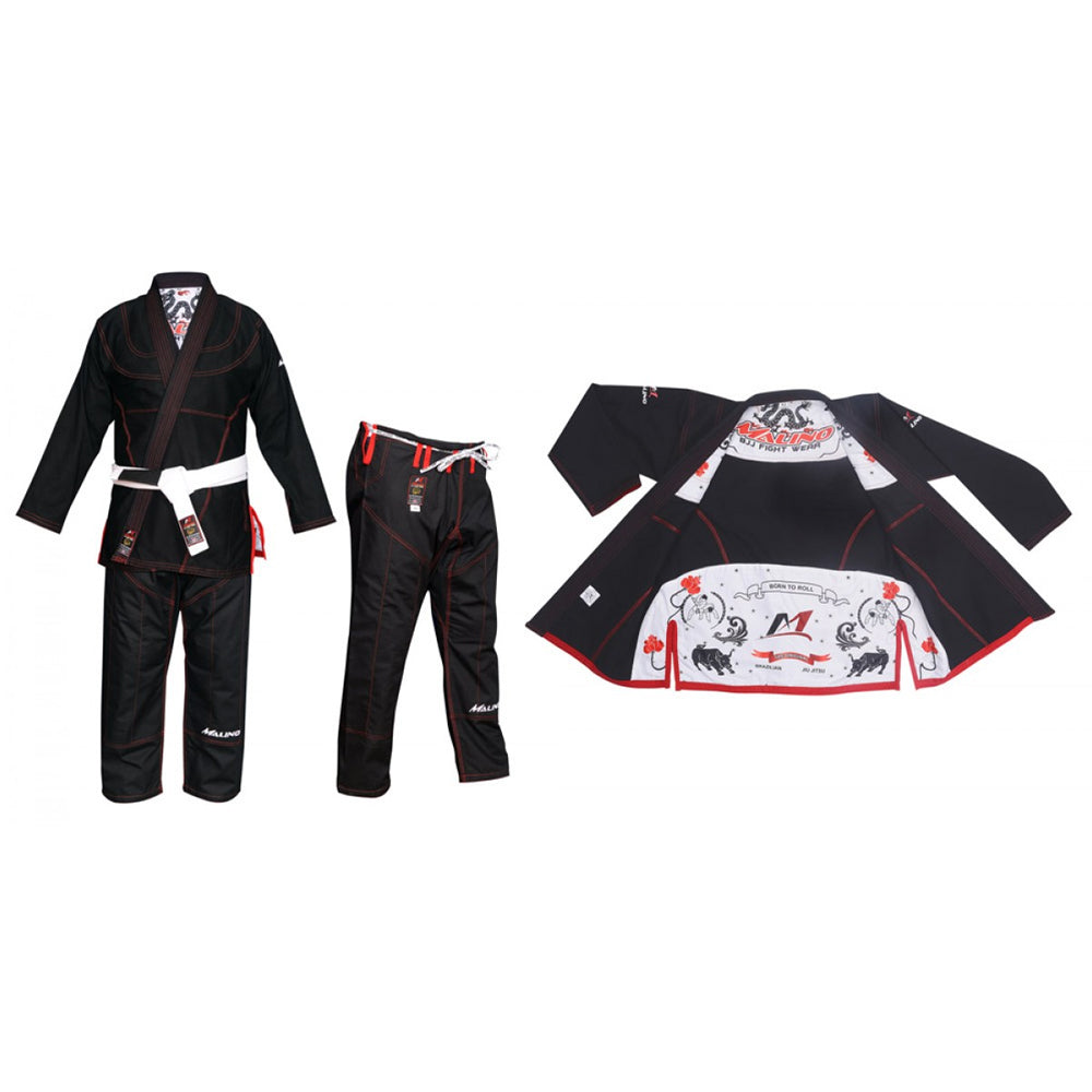 MALINO BJJ GI BULL DRAGON BLACK PEARL WEAVE COTTON 350GSM