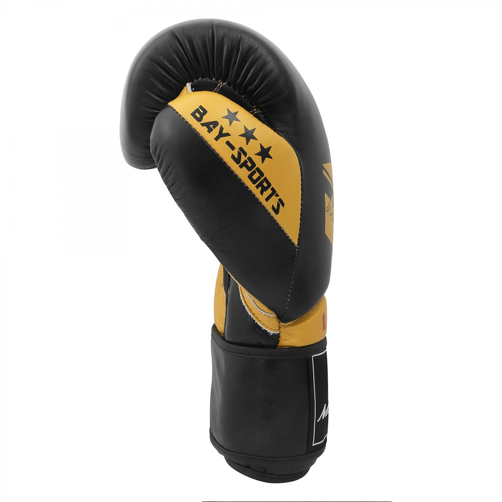 MALINO LEATHER BOXING GLOVES BLACK GOLDEN 12OZ