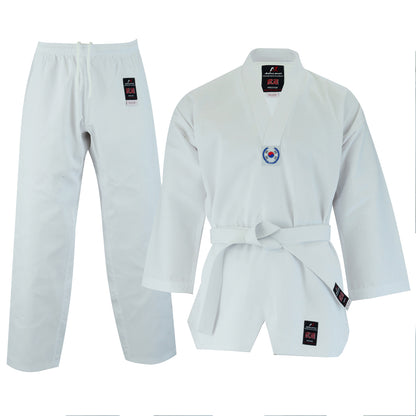 MALINO KIDS V-NECK TAEKWONDO SUIT WHITE- 7OZ