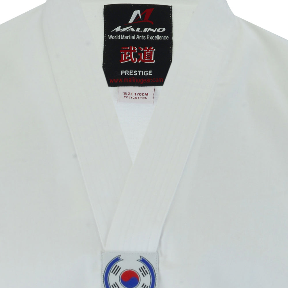 MALINO KIDS V-NECK TAEKWONDO SUIT WHITE- 7OZ