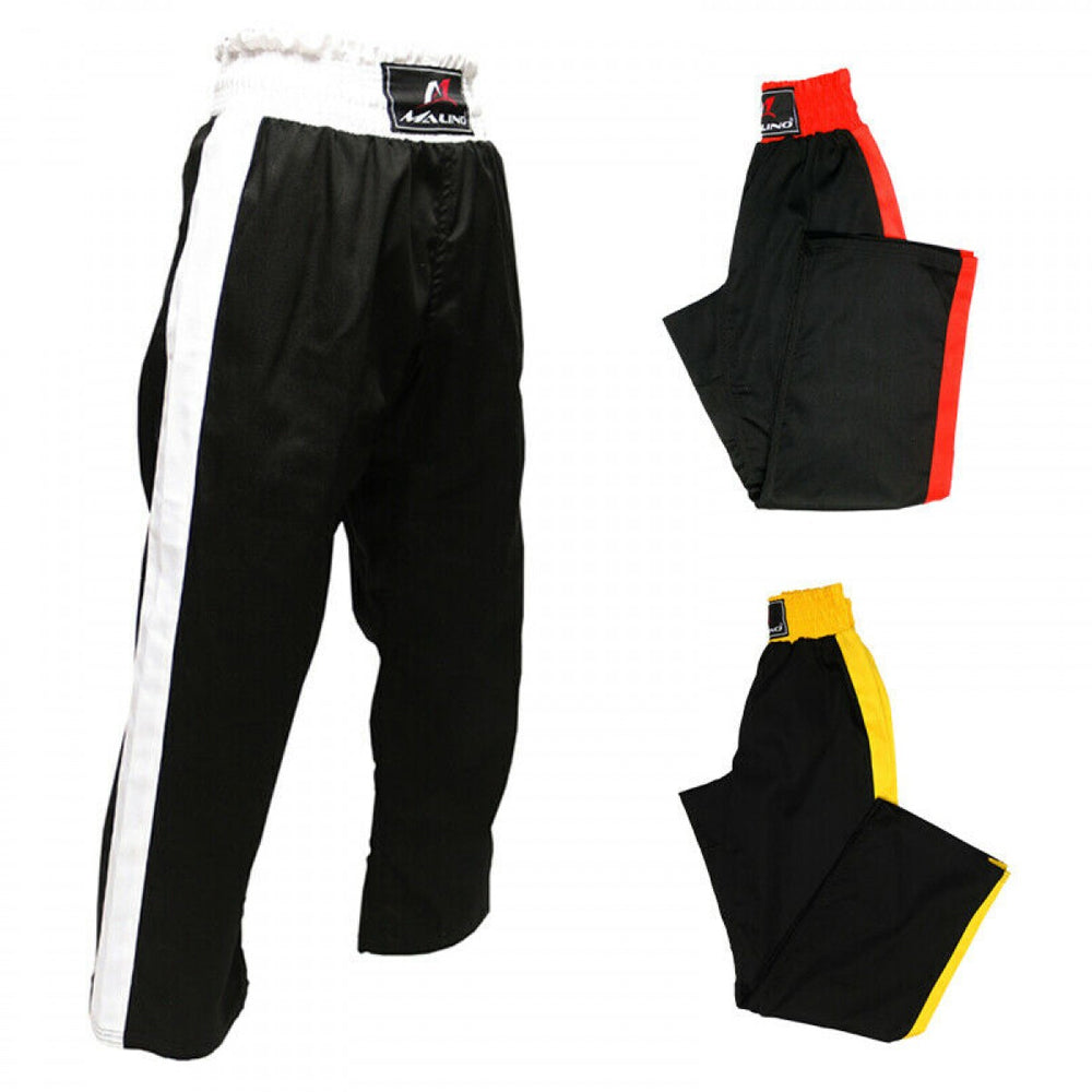 MALINO SHINE KICKBOXING TROUSER MIX MARTIAL ARTS TRAINING SILK SATIN TROUSER BLACK RED