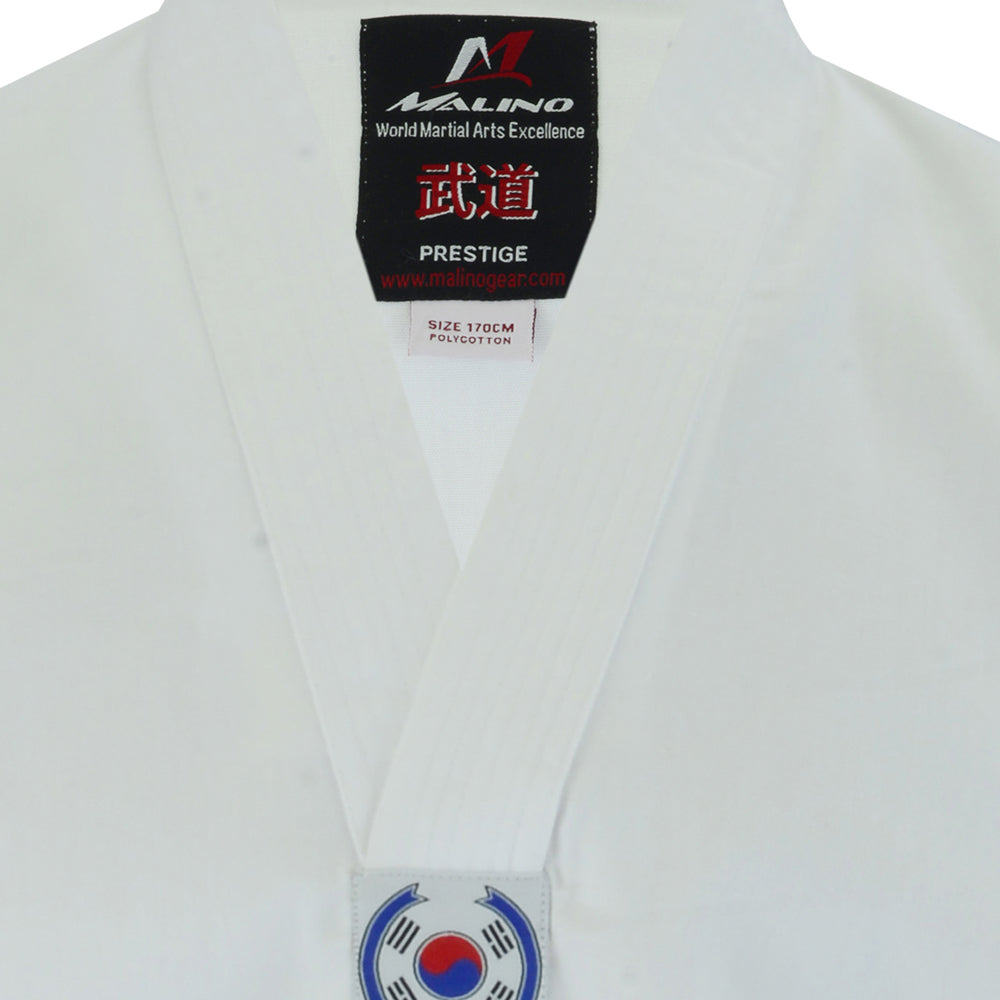 MALINO ADULT V-NECK TAEKWONDO SUIT WHITE- 7OZ